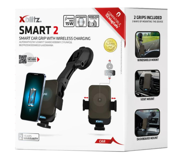 Xblitz Uchwyt samochodowy z ładowaniem bezprzewodowym Smart 2 - 1062546 - zdjęcie